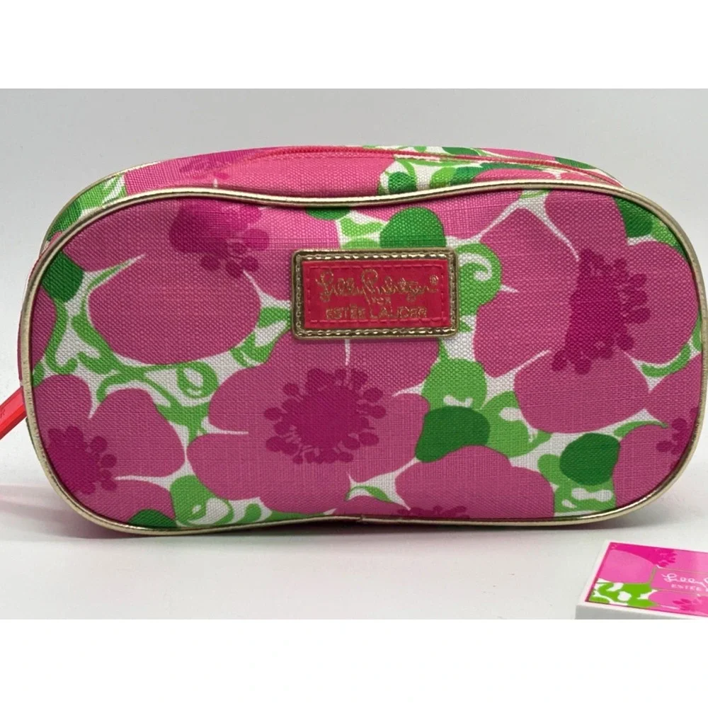 Vtg ESTEE LAUDER Cosmetic‎ Makeup Bag by LILLY PULITZER w/ Eyeshadow Pallet NOS